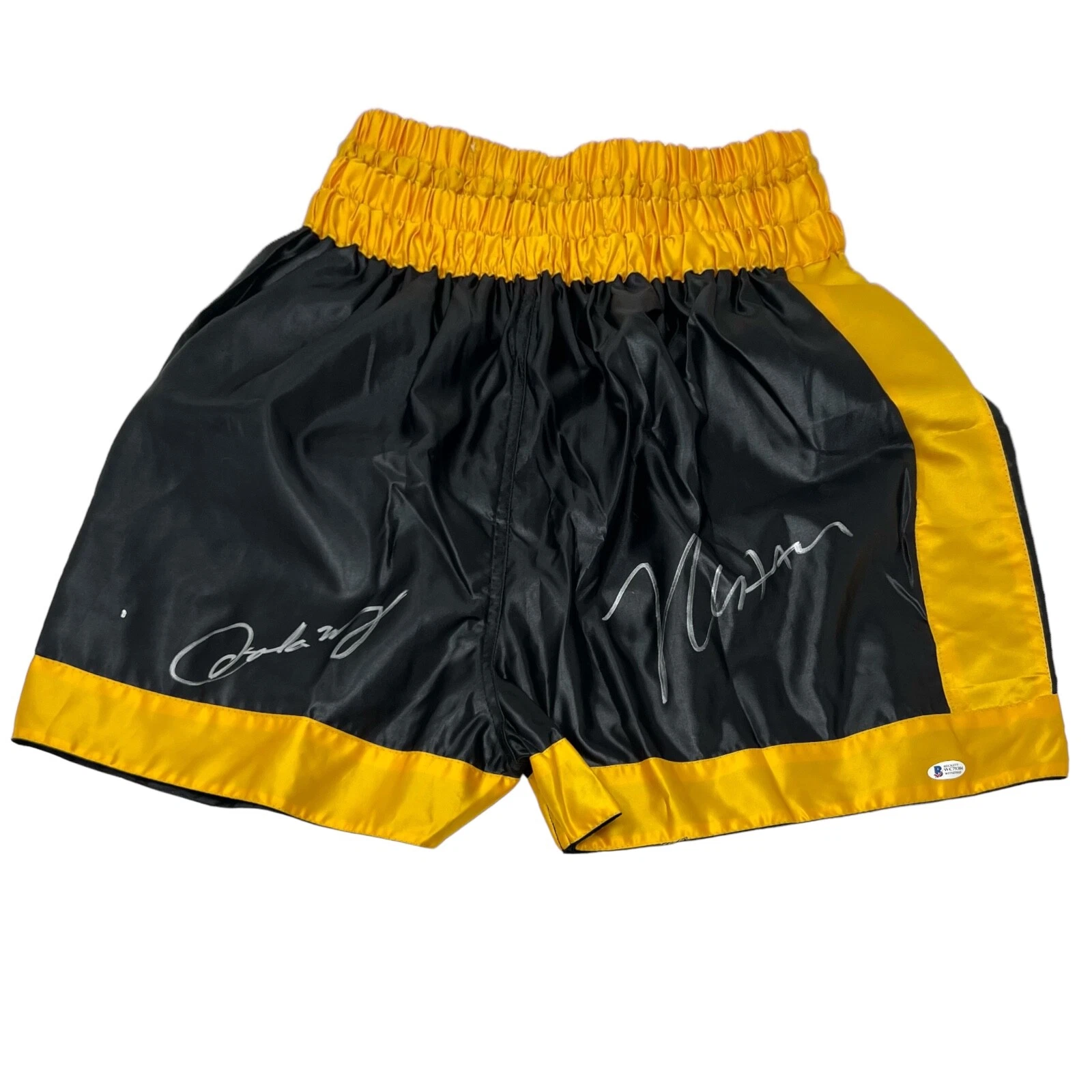 Julio Cesar Chavez & Oscar De La Hoya Signed Boxing Trunks Autograph Beckett COA