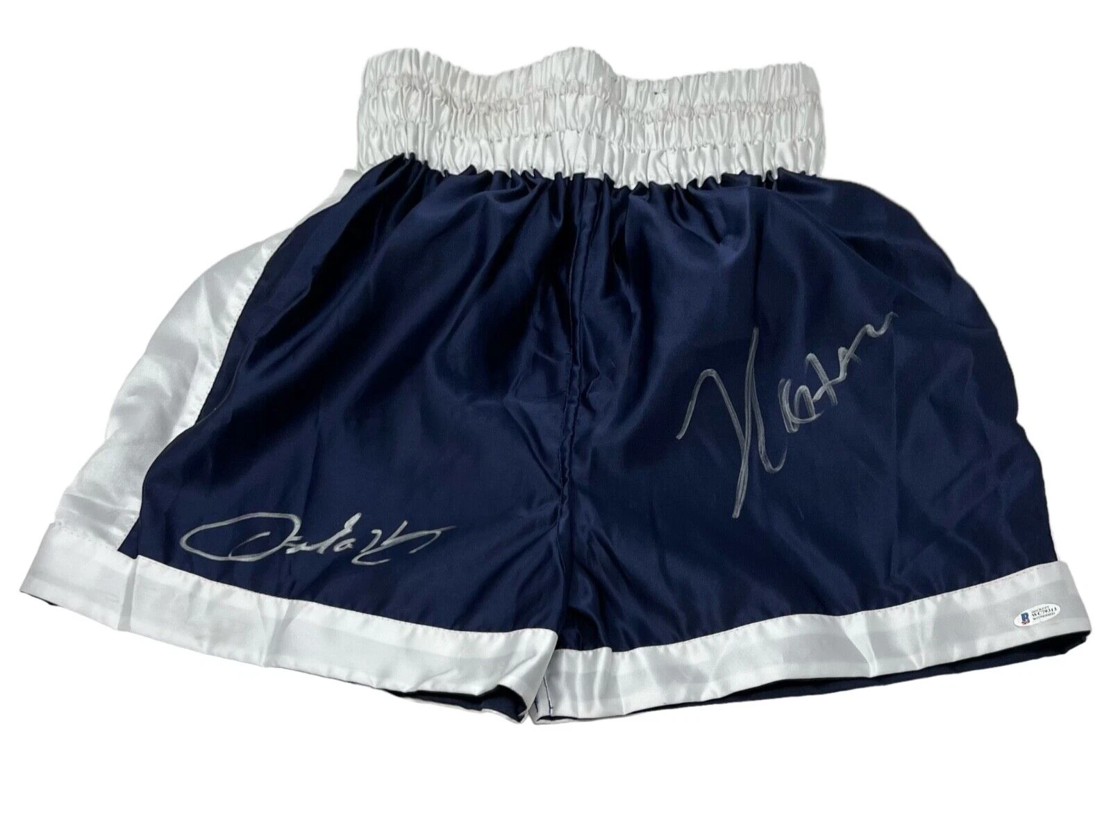 Julio Cesar Chavez & Oscar De La Hoya Signed Boxing Trunks Autograph Beckett COA
