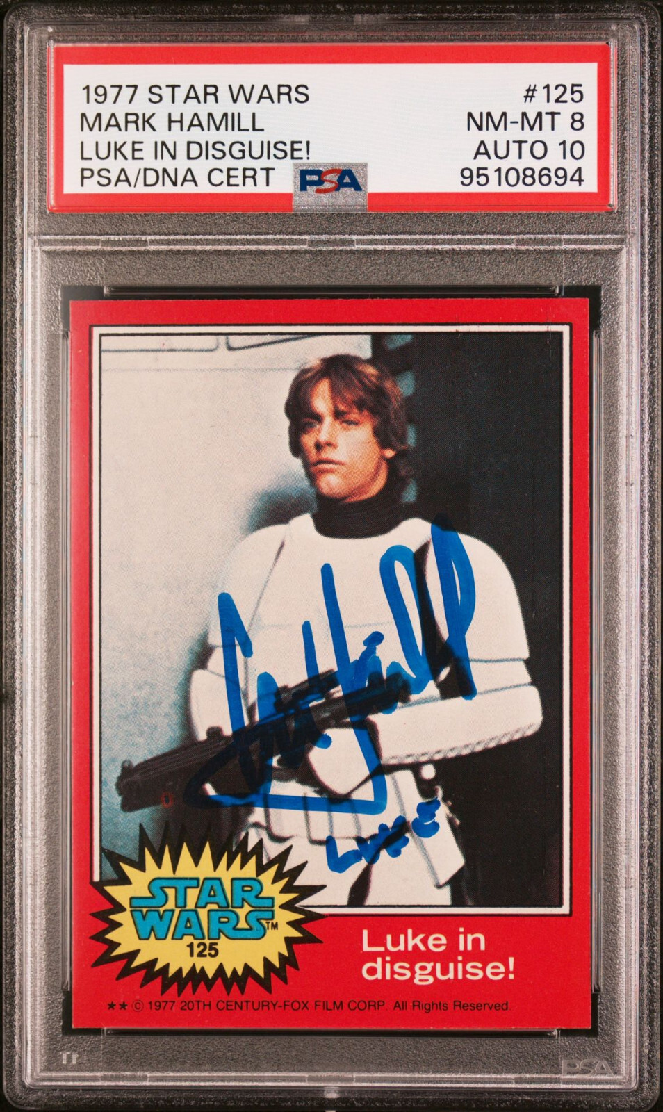 Mark Hamill Signed 1977 Star Wars Luke Skywalker Luke in Disguise #125 PSA 8