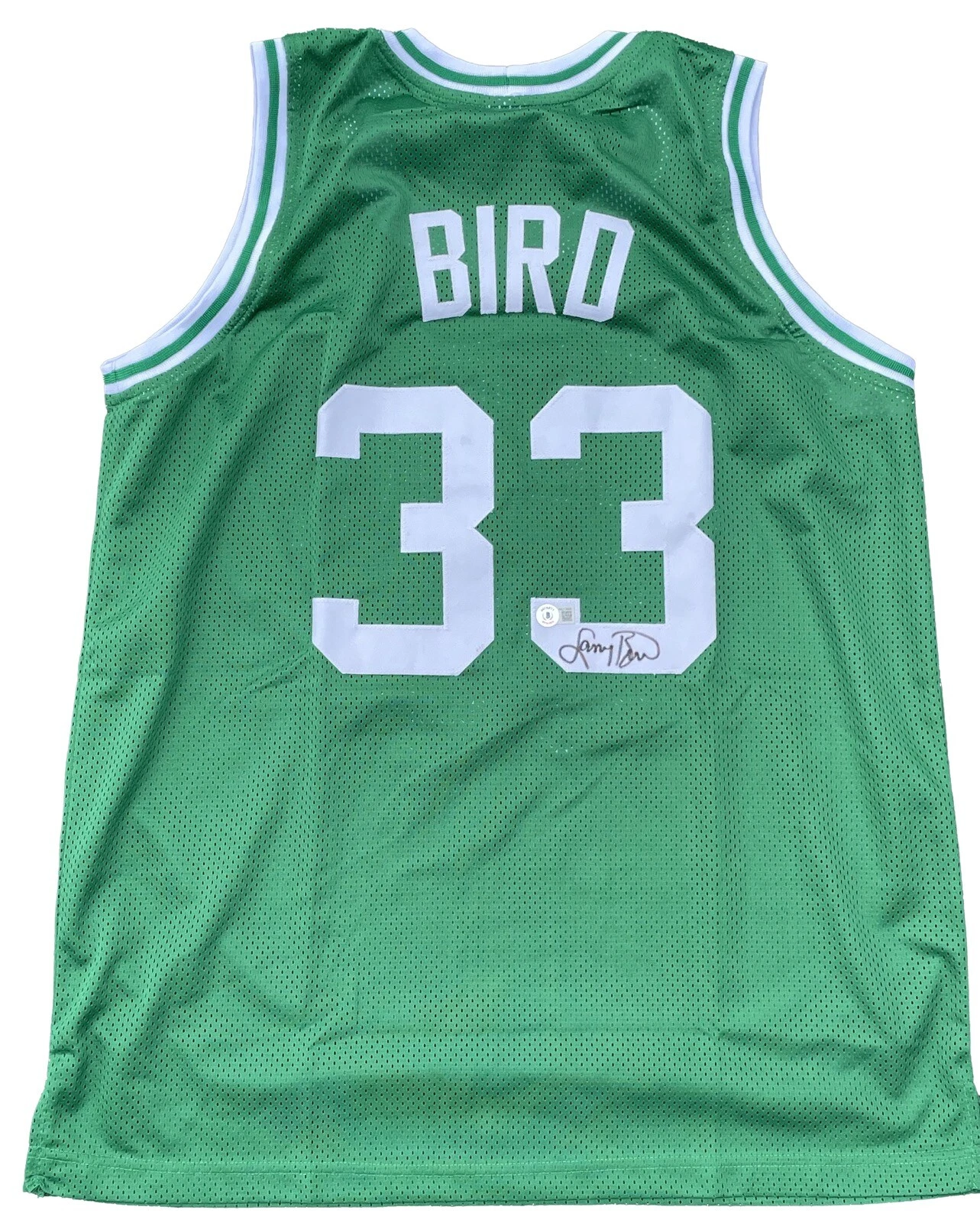 LARRY BIRD SIGNED BOSTON CELTICS LEGEND GREEN JERSEY BAS WU13606