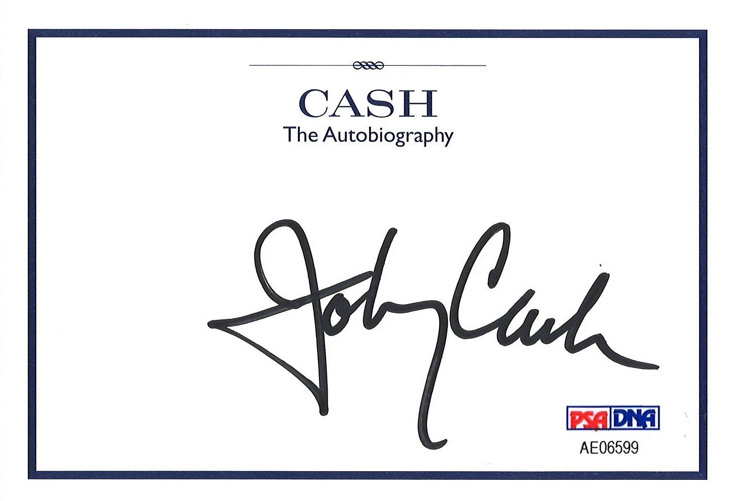 JOHNNY CASH SIGNED CASH BOOKPLATE PSA DNA AE06599 (D) MAN IN BLACK
