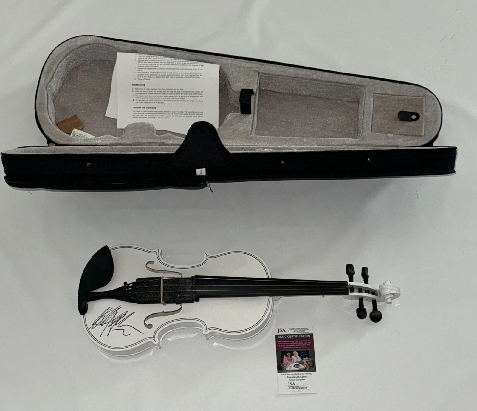 HILARY HAHN SIGNED WHITE ACOUSTIC VIOLIN VERY RARE JSA COA