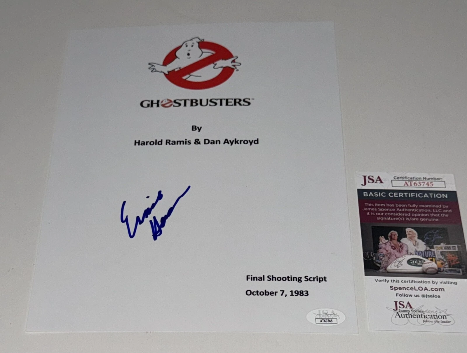 ERNIE HUDSON SIGNED GHOSTBUSTERS FULL MOVIE SCRIPT AUTOGRAPHED JSA COA