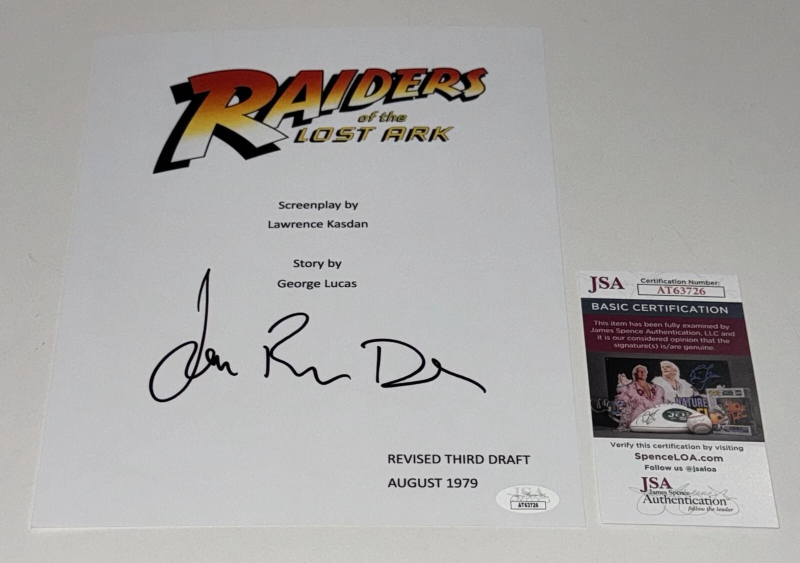 JOHN RHYS-DAVIES SIGNED INDIANA JONES RAIDERS OF THE LOST ARK SCRIPT JSA COA