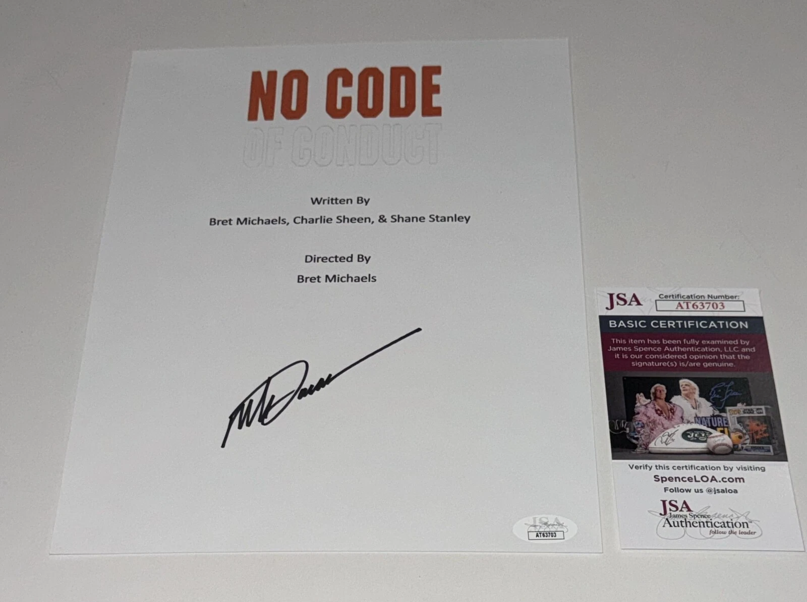 MARK DACASCOS SIGNED NO CODE OF CONDUCT MOVIE TRANSCRIPT JSA COA