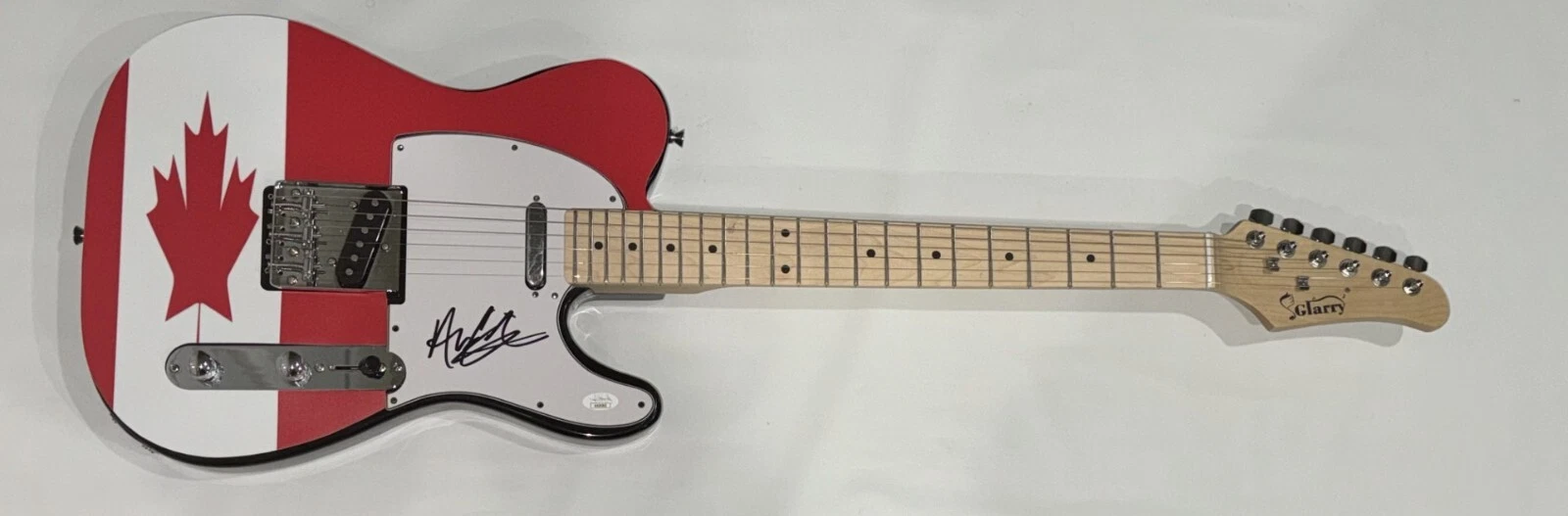ADAM GONTIER SIGNED CANADIAN FLAG ELECTRIC GUITAR THREE DAYS GRACE JSA COA