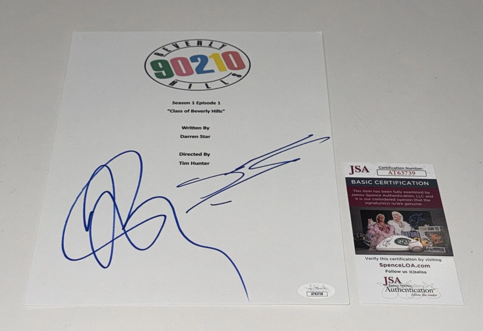 JASON PRIESTLEY SHANNEN DOHERTY SIGNED BH 90210 PILOT TRANSCRIPT JSA COA