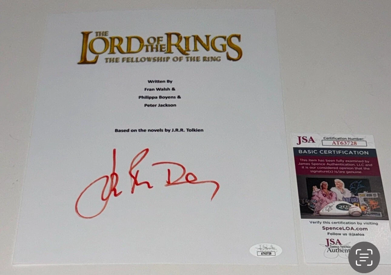 JOHN RHYS-DAVIES SIGNED THE LORD OF THE RINGS FELLOWSHIP SCRIPT JSA COA