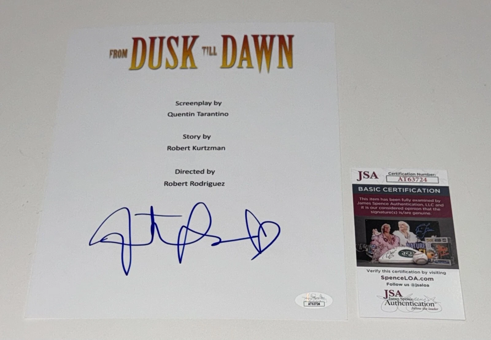 JULIETTE LEWIS SIGNED FROM DUSK TIL DAWN FULL MOVIE SCRIPT JSA COA
