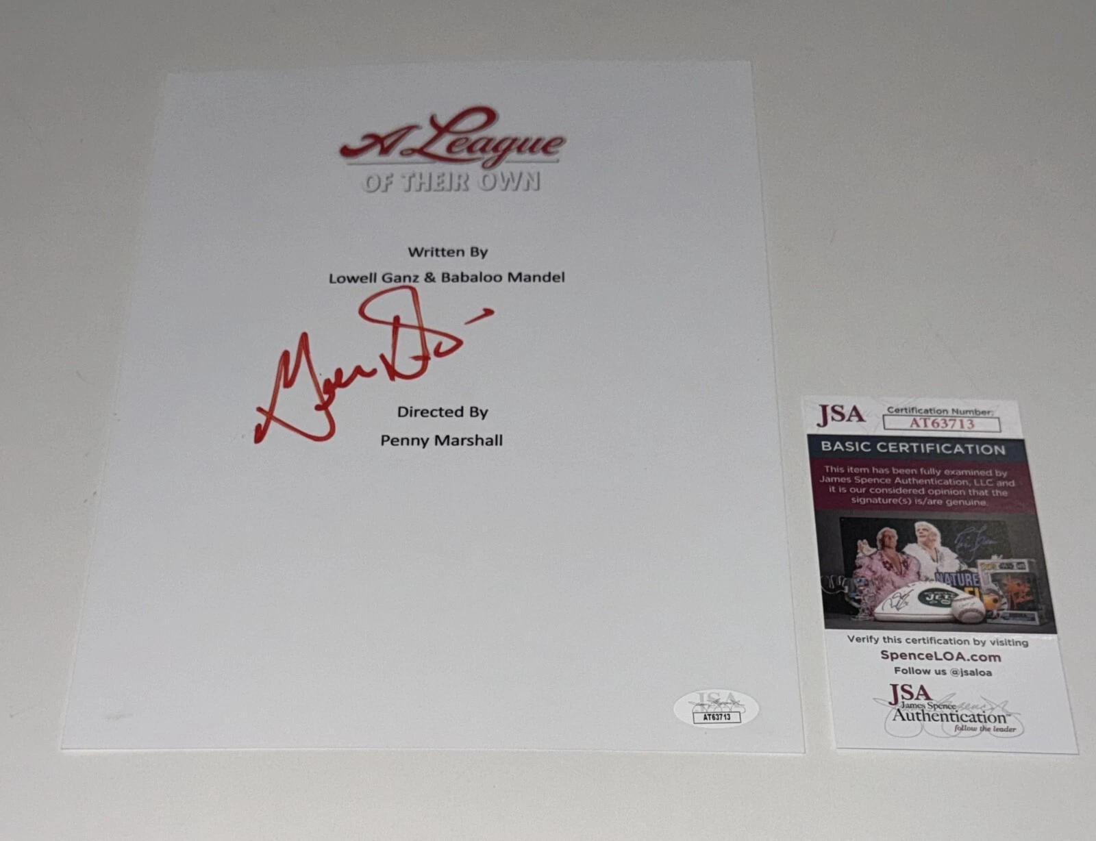 GEENA DAVIS SIGNED A LEAGUE OF THEIR OWN FULL MOVIE SCRIPT JSA COA