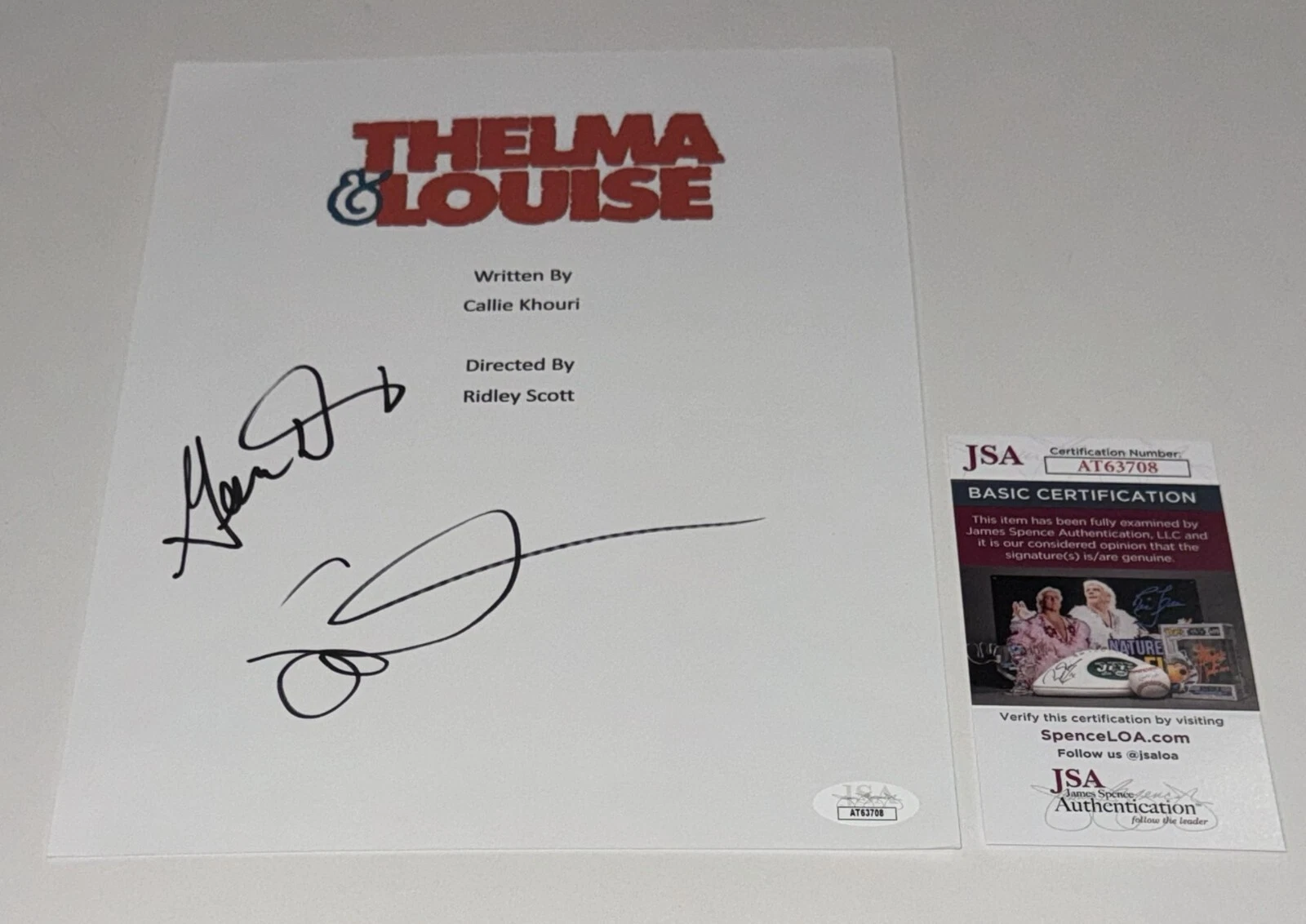GEENA DAVIS SUSAN SARANDON SIGNED THELMA & LOUISE FULL MOVIE SCRIPT JSA COA