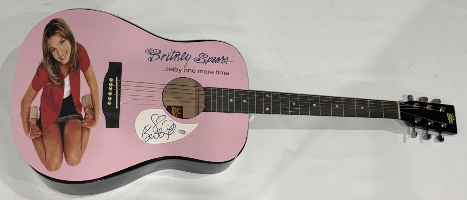BRITNEY SPEARS SIGNED CUSTOM BABY ONE MORE TIME ACOUSTIC GUITAR RARE PSA COA