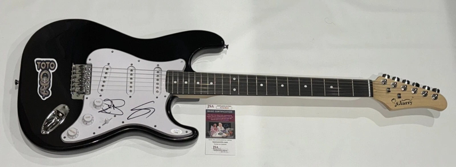 TOTO SIGNED BLACK ELECTRIC GUITAR STEVE LUKATHER JOSEPH WILLIAMS JSA COA