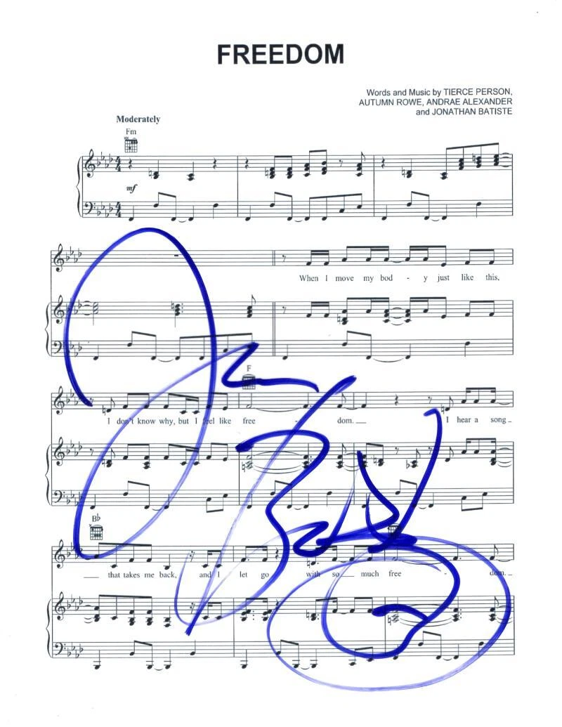 Jon Batiste Signed Autograph Freedom Sheet Music - We Are Grammy Winner