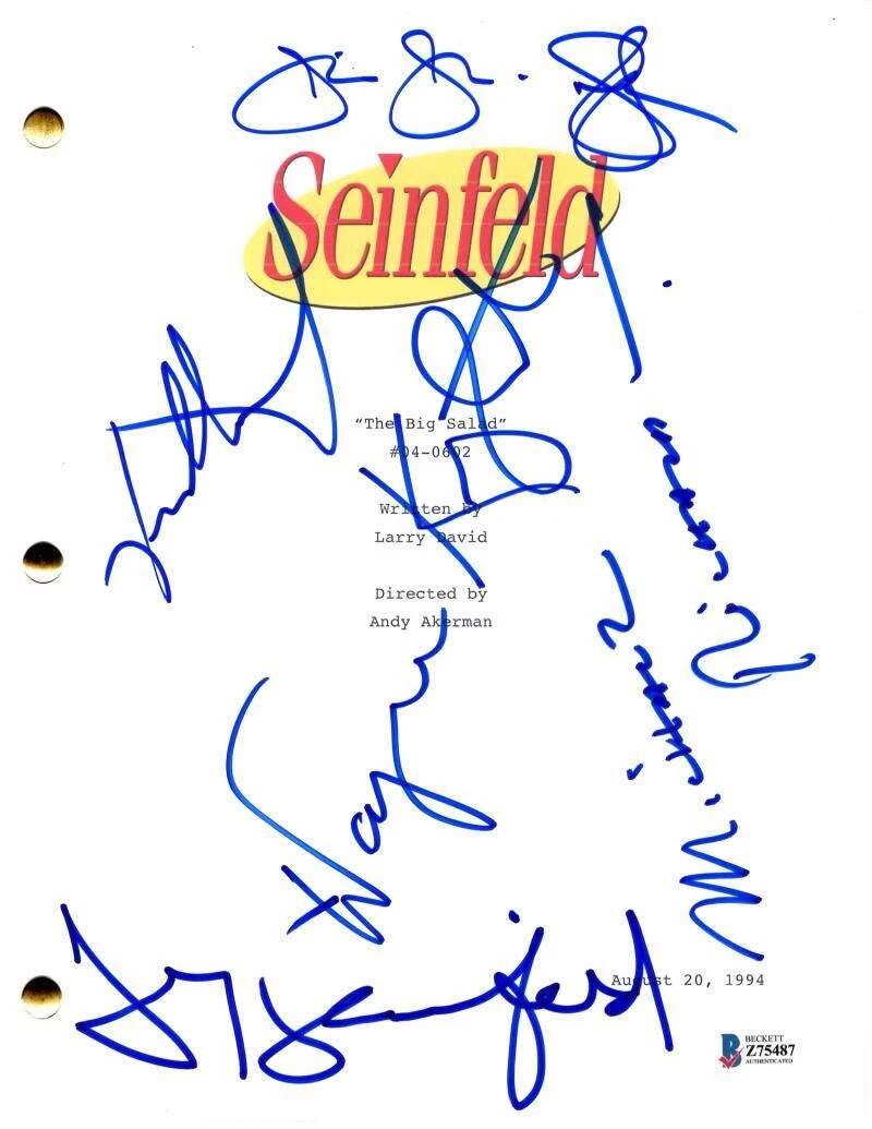 Jerry Seinfeld Michael Richards Julia Jason Signed Autograph Script Beckett COA
