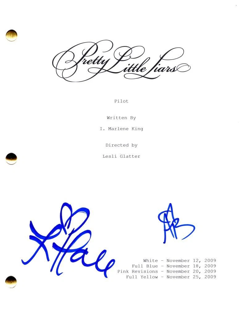 Lucy Hale & Ashley Benson Signed Autograph Pretty Little Liars Full Pilot Script