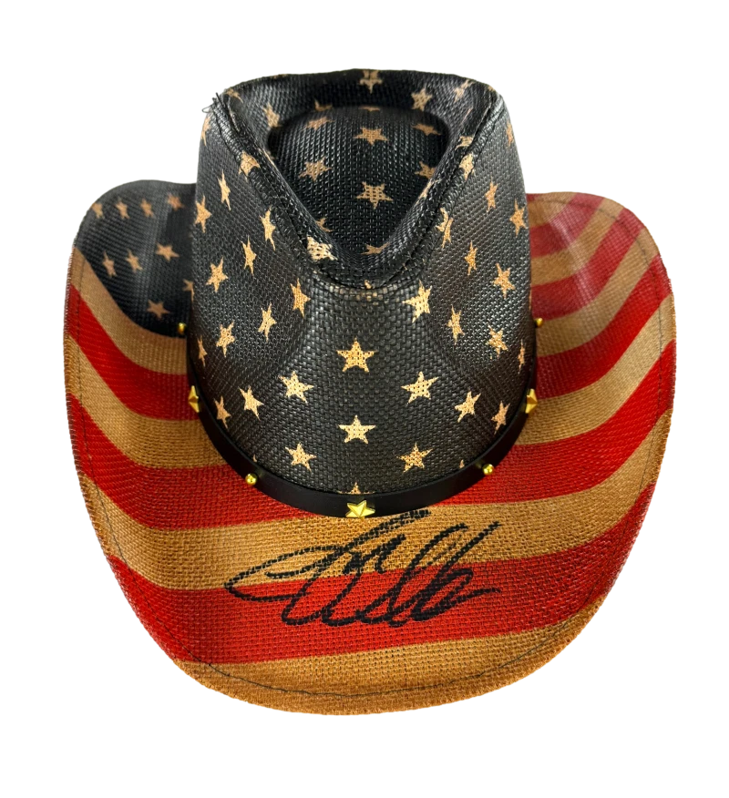 Jason Aldean Signed Autograph Patriotic American Flag Cowboy Hat w/ Beckett COA