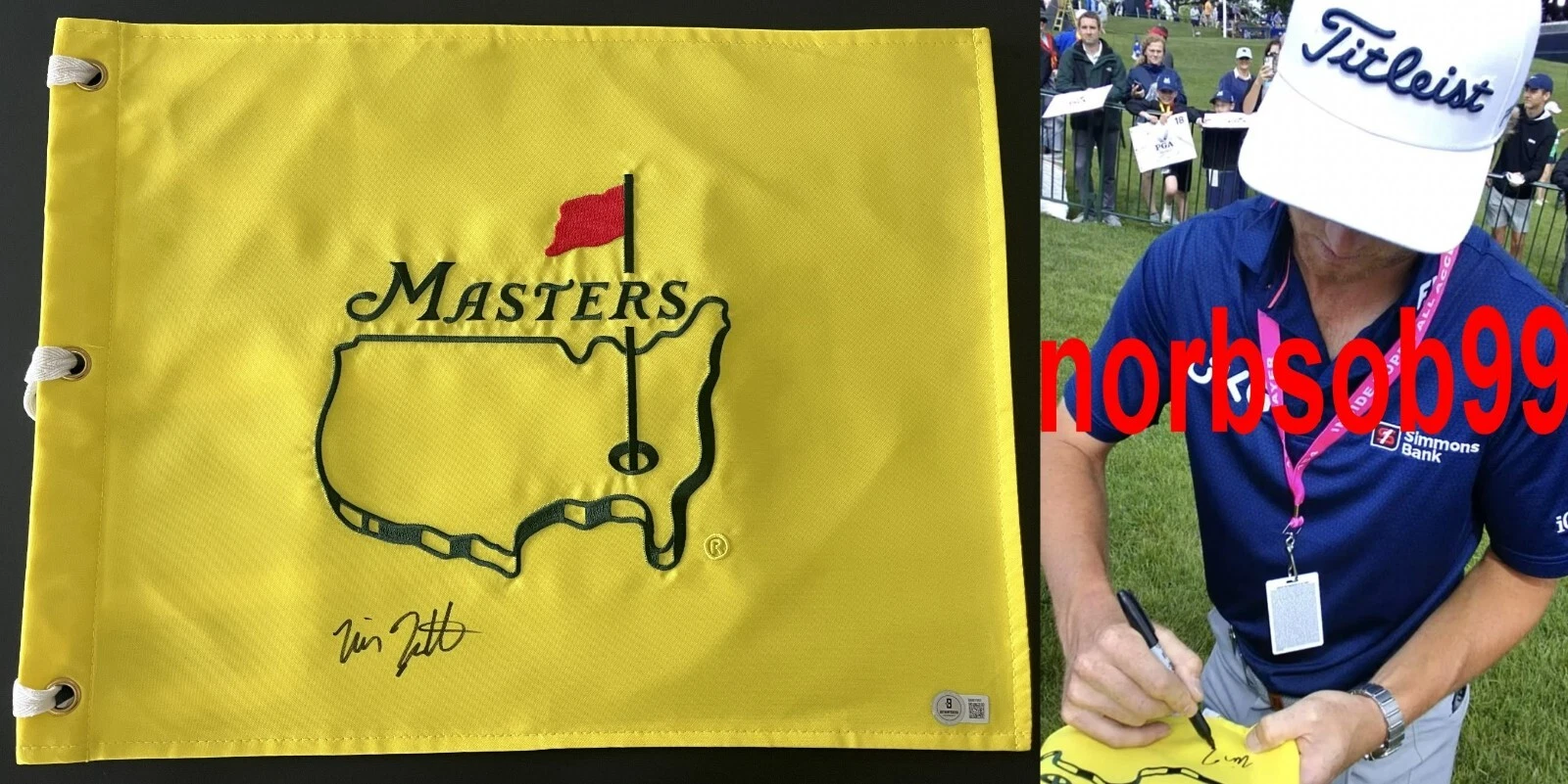 WILL ZALATORIS SIGNED UNDATED MASTERS PIN FLAG w/EXACT VIDEO PROOF & BECKETT COA