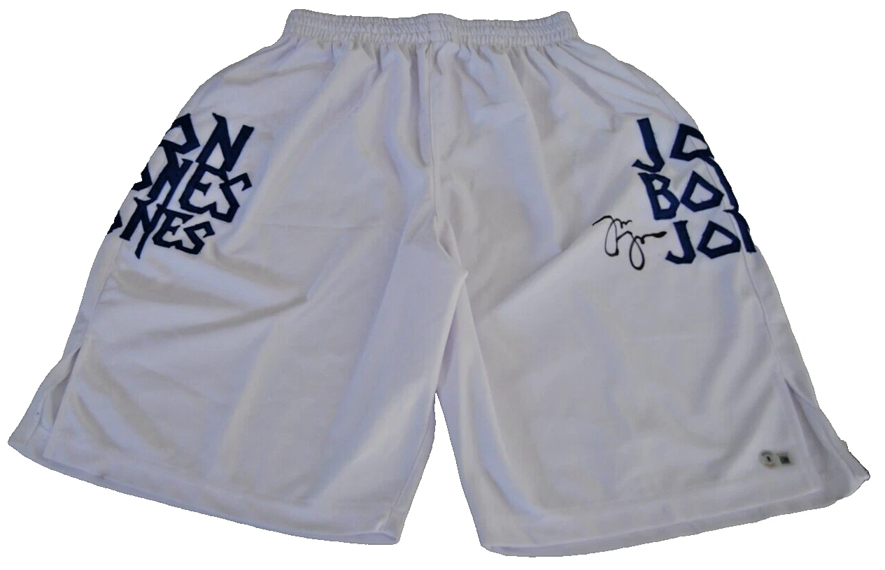 JON BONES JONES signed UFC FIGHTING MMA KICKBOXING fight trunks BECKETT WJ76316