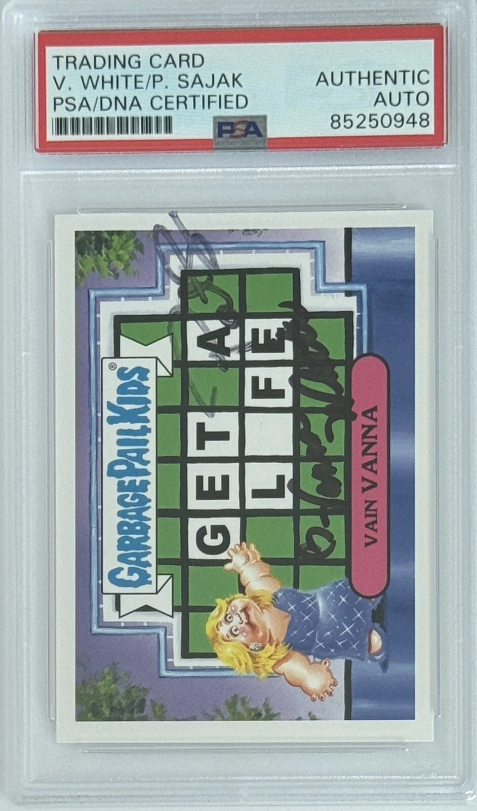 2016 TOPPS GPK VANNA WHITE PAT SAJAK WHEEL OF FORTUNE DUAL SIGNED PSA DNA COA
