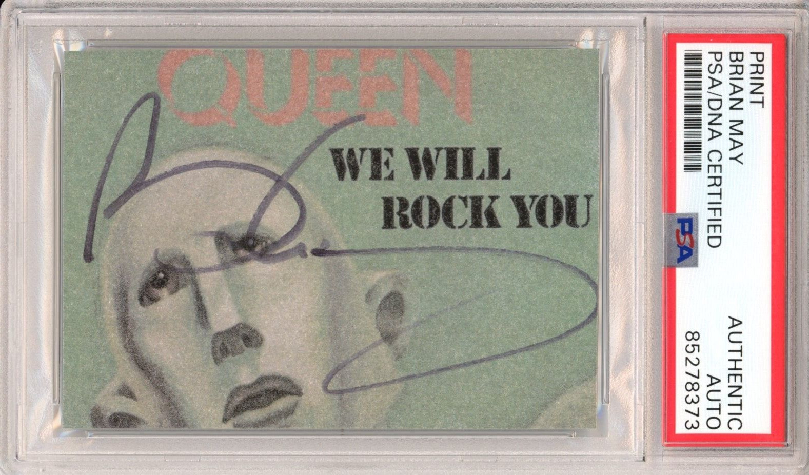 Brian May SIGNED QUEEN Band We Will Rock You Album Cover Song Print PSA DNA COA