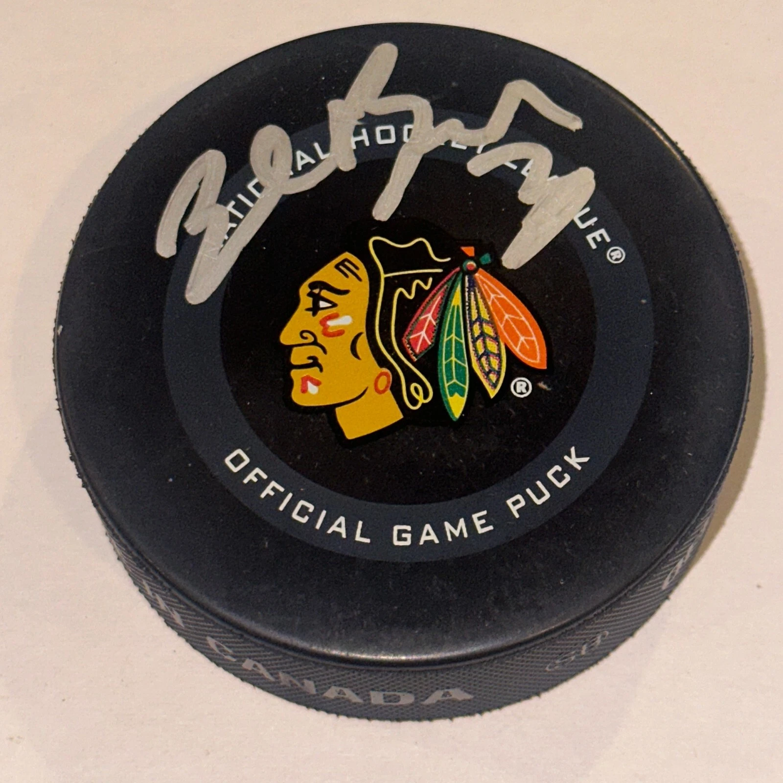 ED BELFOUR Signed BLACKHAWKS Official GAME Puck Beckett Auth BAS