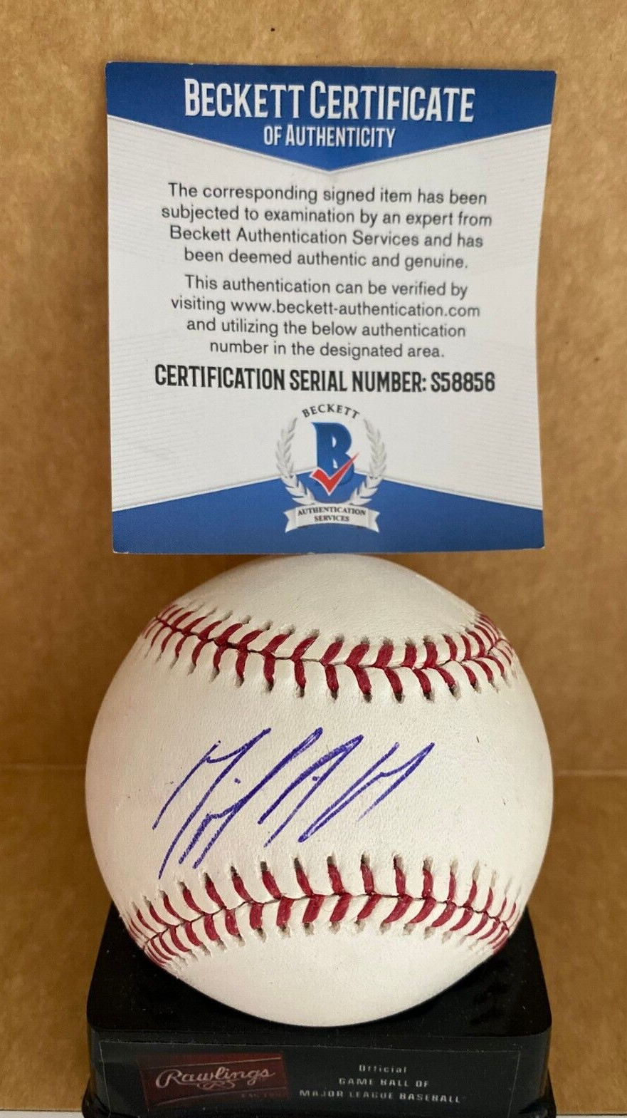 MIGUEL ANDUJAR OAKLAND A'S SIGNED AUTOGRAPHED M.L. BASEBALL BAS BECKETT