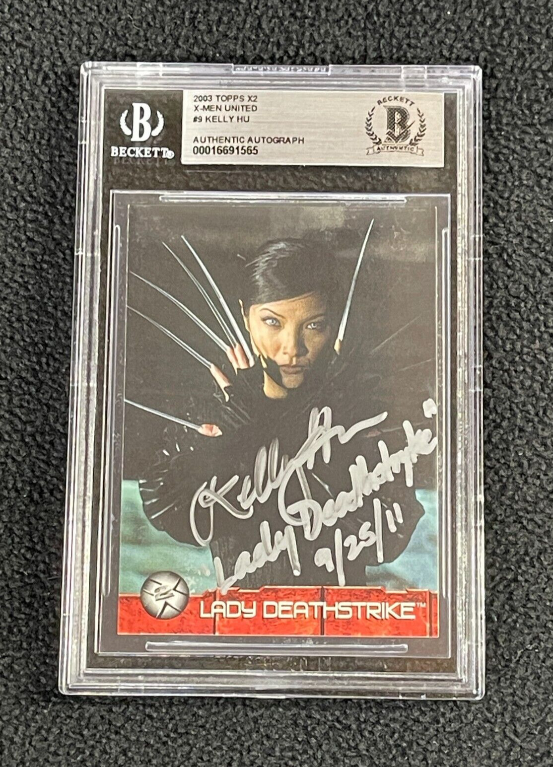 Kelly Hu Signed 2003 Topps X-Men 2 Lady Deathstrike Card #9 Beckett Certified