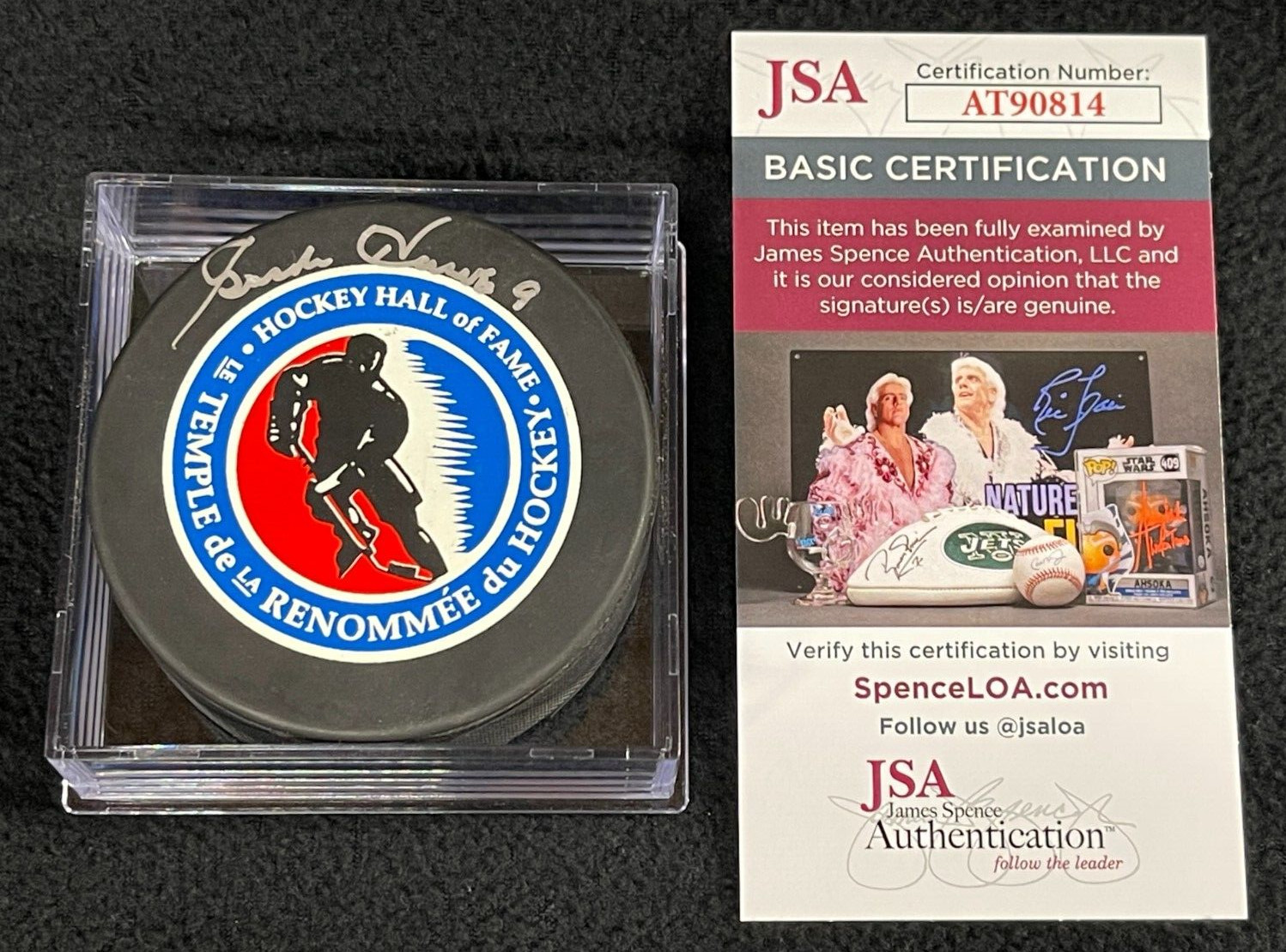 Gordie Howe Signed Detroit Red Wings Hockey Hall Of Fame Puck JSA COA HOF