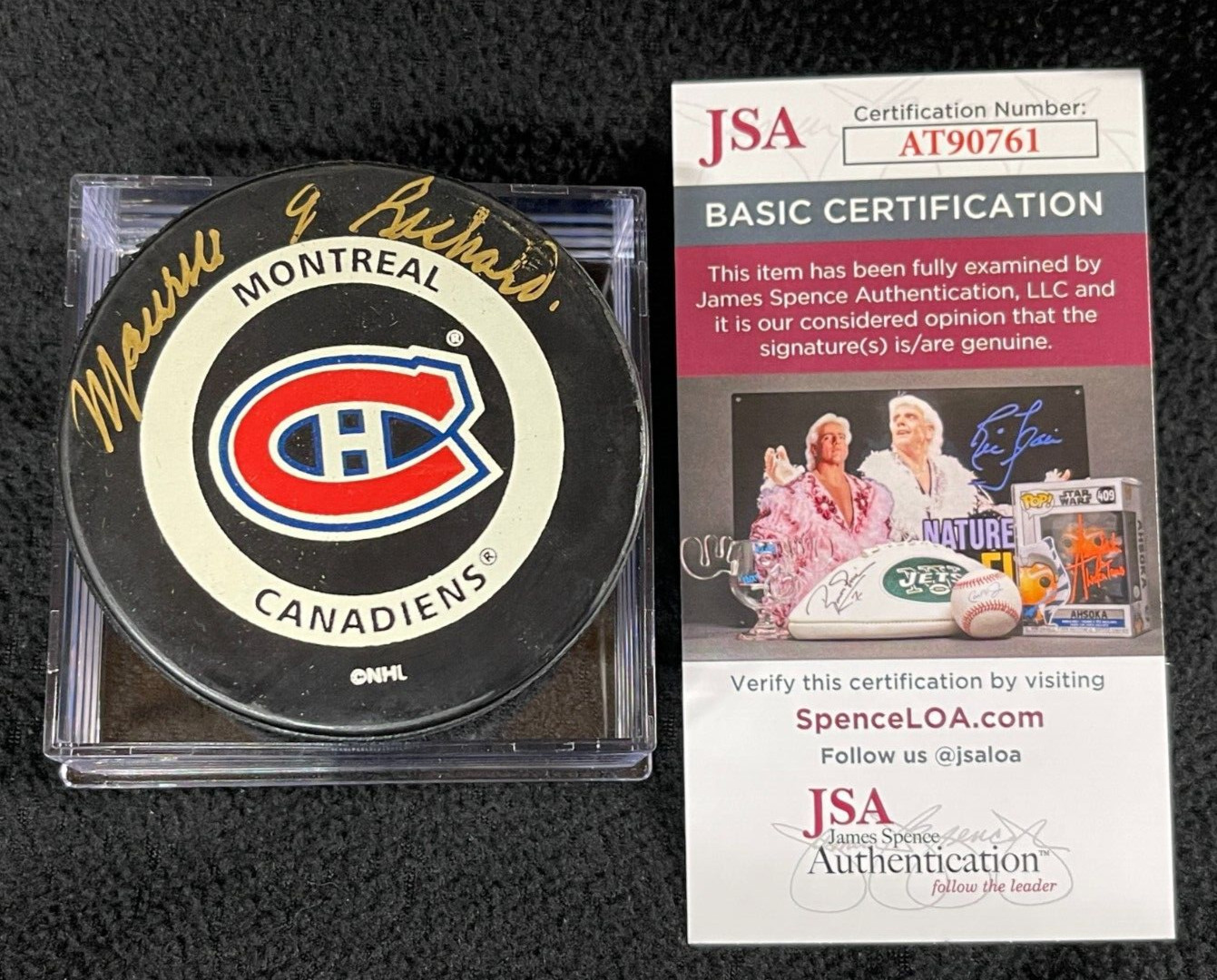 Maurice Richard Signed Montreal Canadiens Bettman Official Game Puck JSA COA
