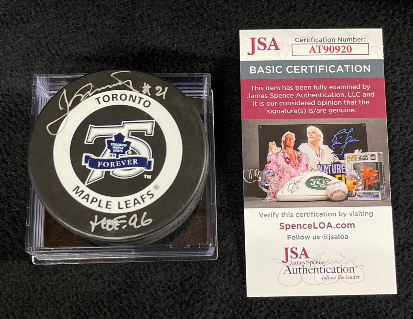 Borje Salming Signed Toronto Maple Leafs 75th Anniversary Game Puck JSA COA