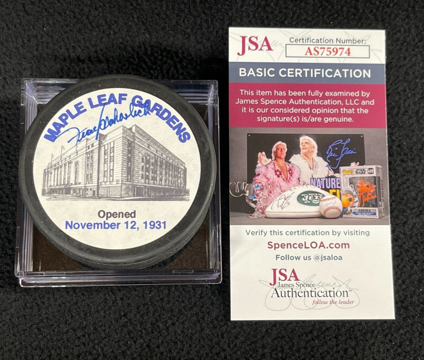 Frank Mahovlich Signed Toronto Maple Leafs Maple Leaf Gardens Puck JSA COA