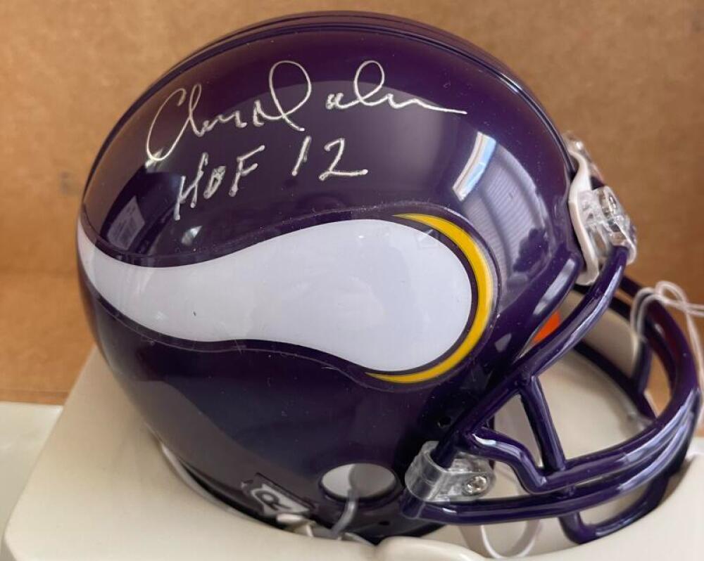 CHRIS DOLEMAN VIKINGS HOF 12 SIGNED AUTOGRAPHED MINI HELMET JSA
