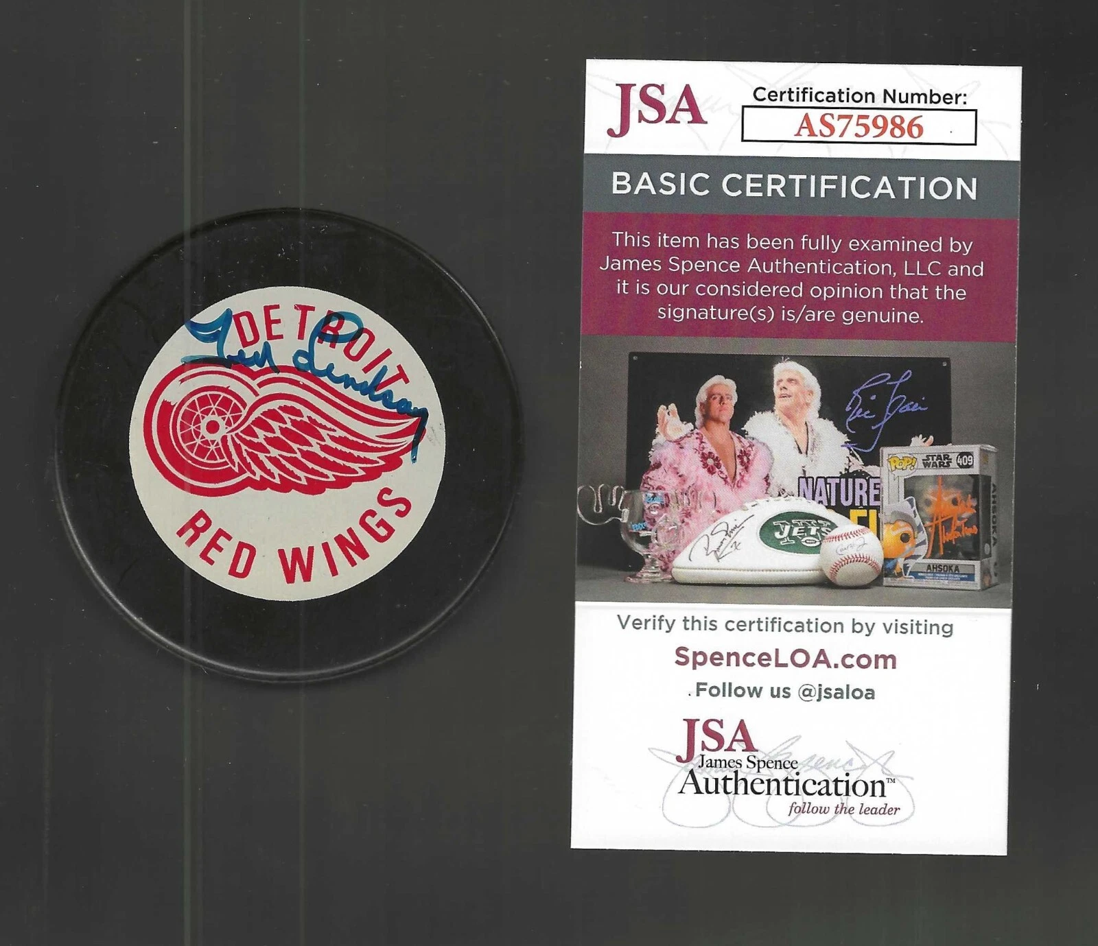 Ted Lindsay Signed Detroit Red Wings Vintage Official Game Puck JSA COA