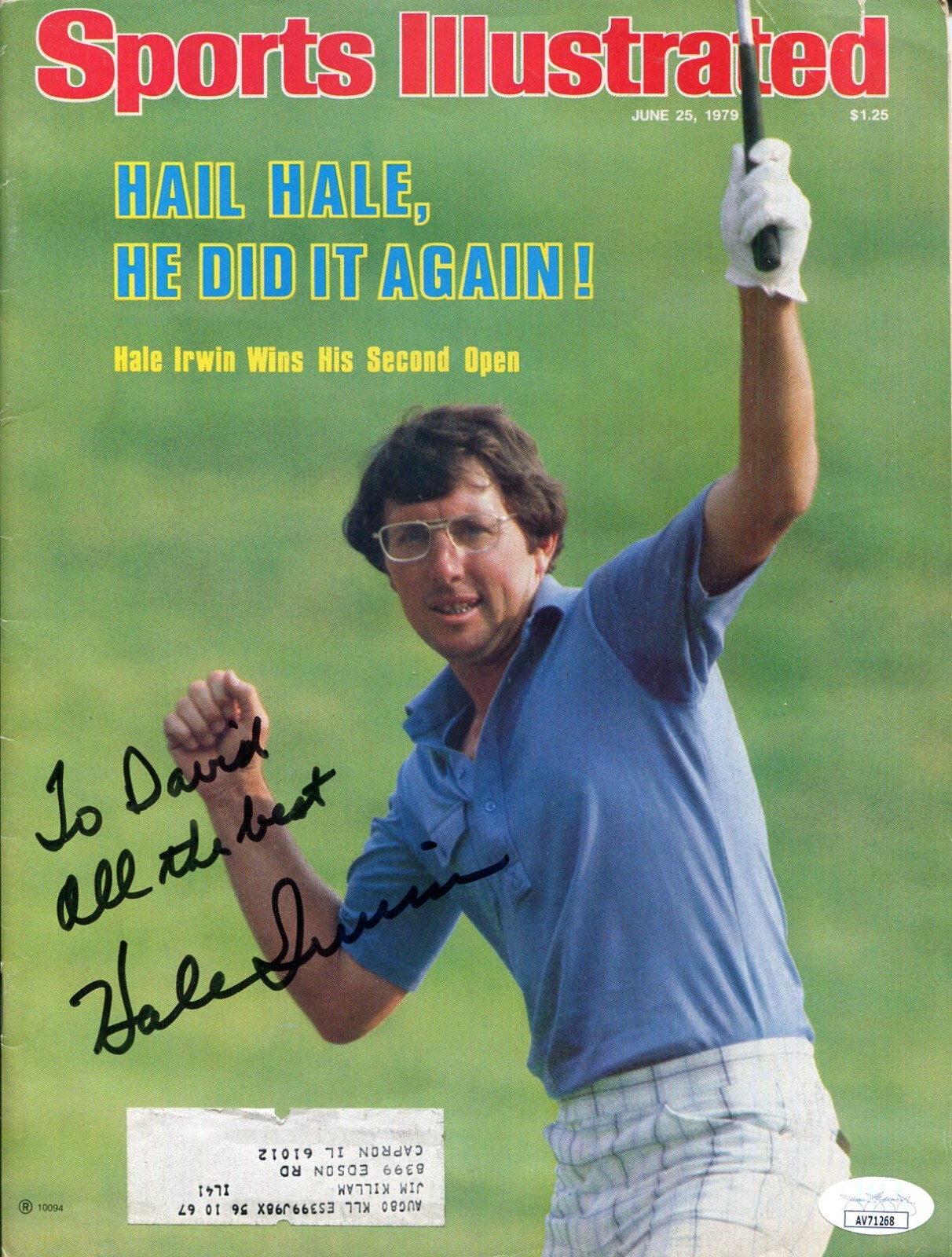 Hale Irwin US Open PGA Golf Signed Autograph Sports Illustrated Magazine JSA
