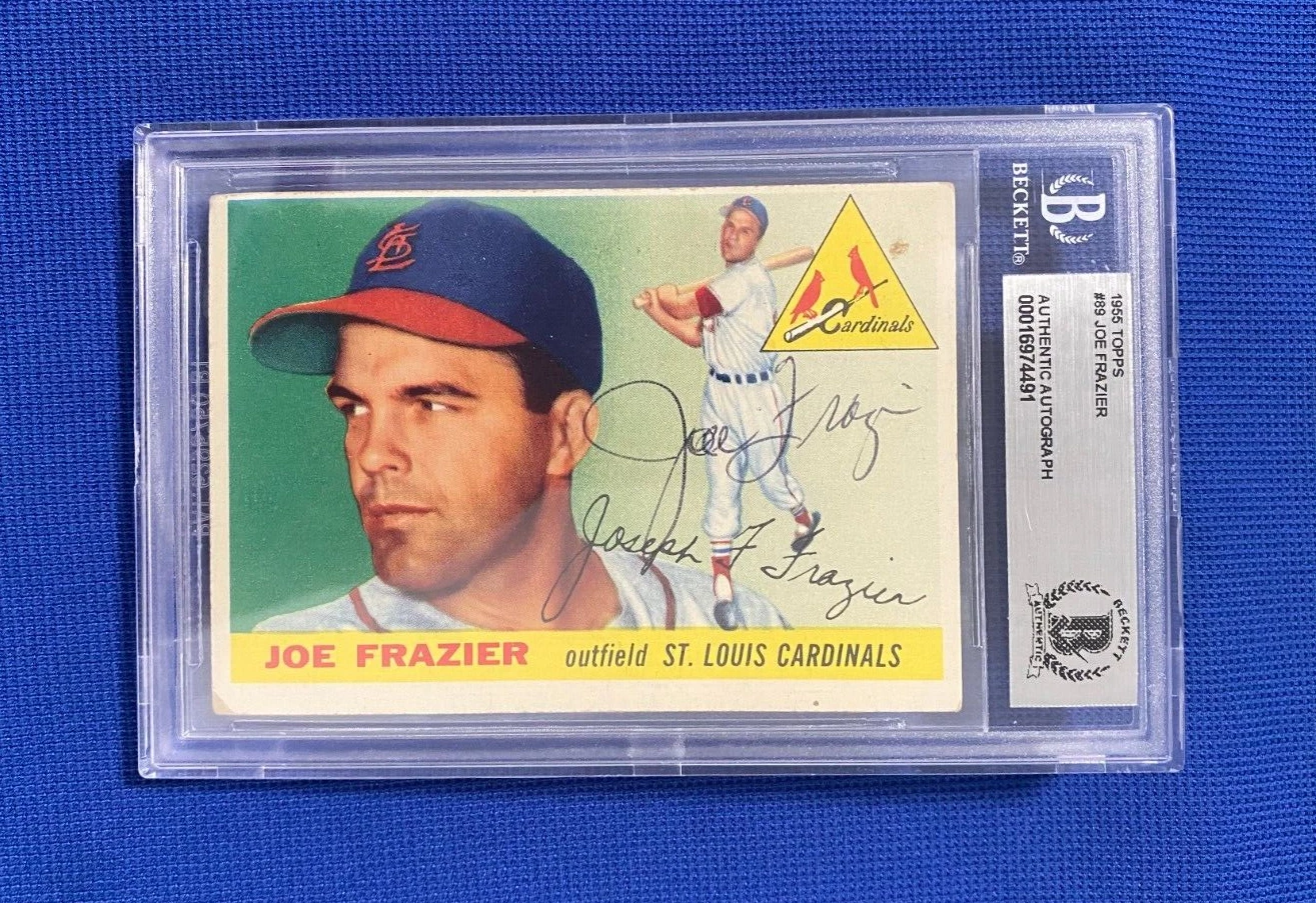 1955 TOPPS JOE FRAZIER CARDINALS SIGNED AUTOGRAPHED AUTO CARD #89 BECKETT AUTH