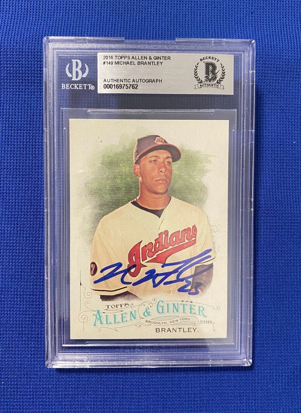 2016 TOPPS ALLEN & GINTER MICHAEL BRANTLEY INDIANS SIGNED AUTO CARD #149 BECKETT