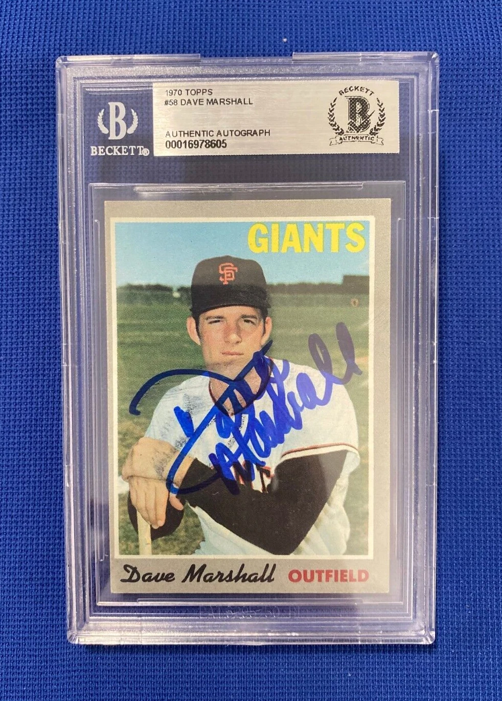 1970 TOPPS DAVE MARSHALL GIANTS SIGNED AUTOGRAPHED AUTO #58 CARD BECKETT AUTH