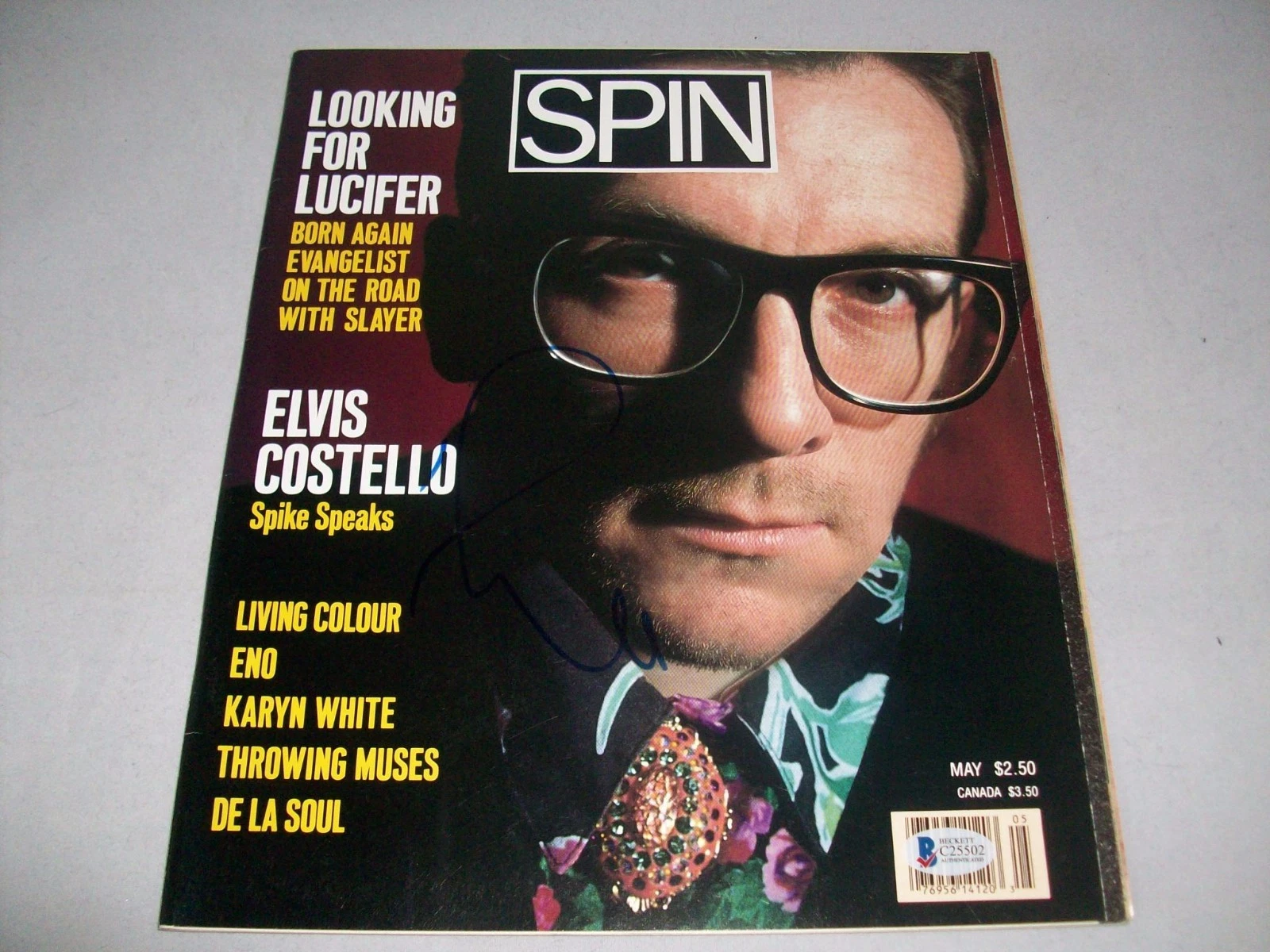 ELVIS COSTELLO signed autographed SPIN MAGAZINE BECKETT COA (BAS)
