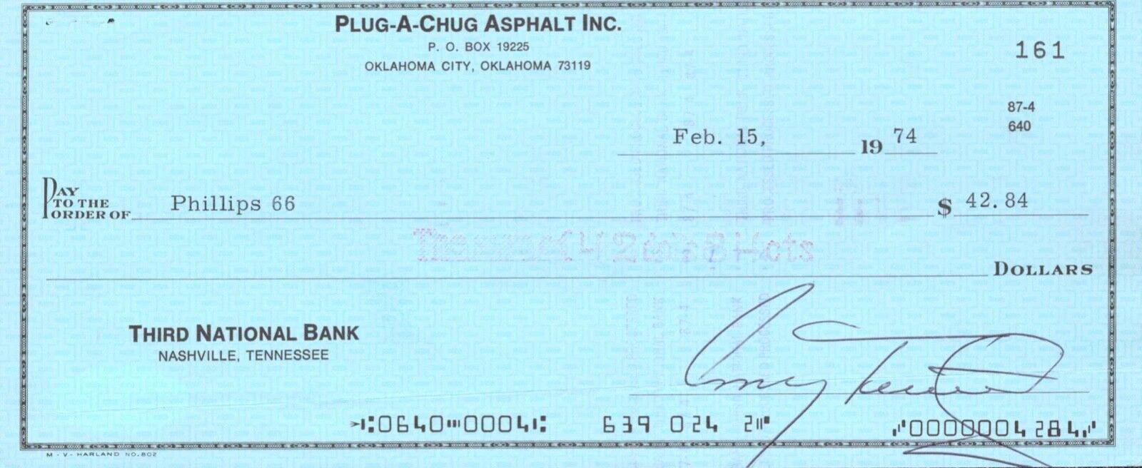 CONWAY TWITTY Signed Autograph Check JSA COA 256 Made to Phillips 66