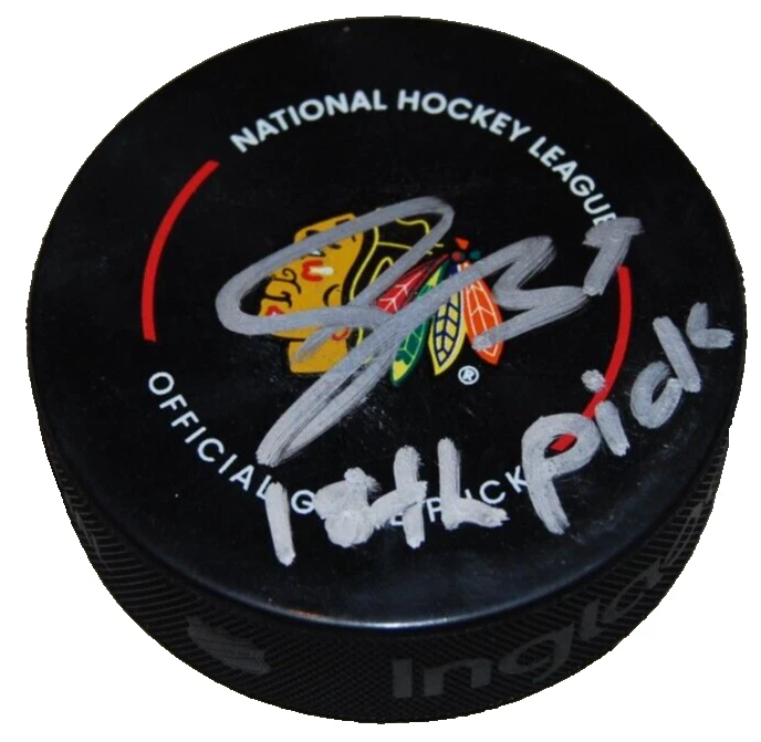 SACHA BOISVERT signed (CHICAGO BLACKHAWKS) official game puck PSA/DNA AQ25952