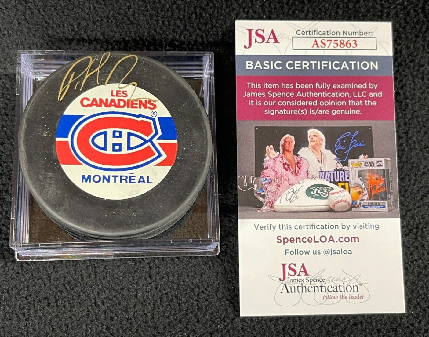 Patrick Roy Signed Montreal Canadiens Souvenir Puck JSA COA