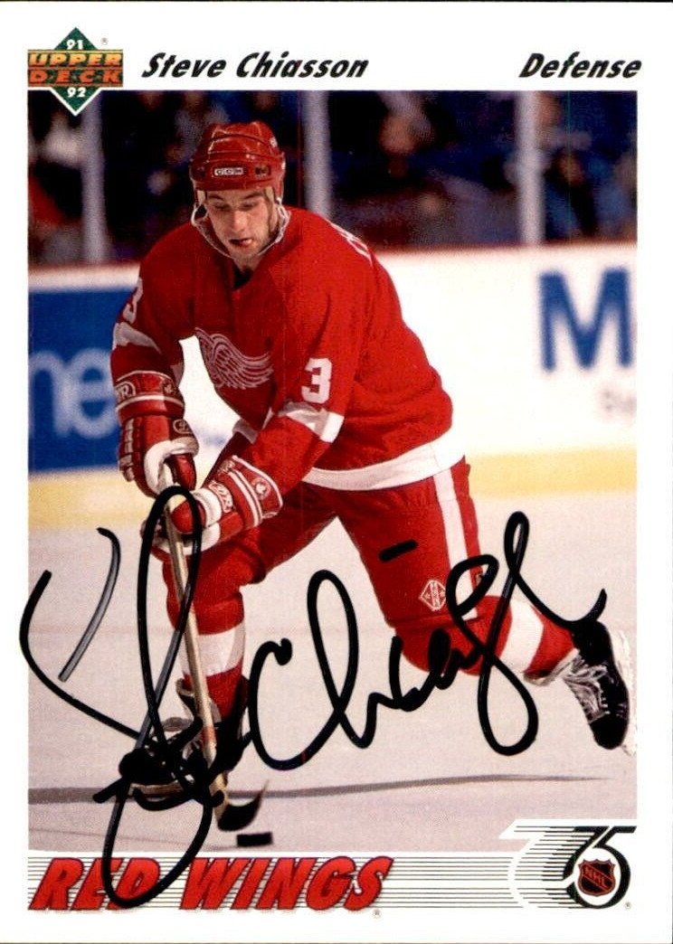 Steve Chiasson Signed 1991/92 Upper Deck Card #283 Detroit Red Wings