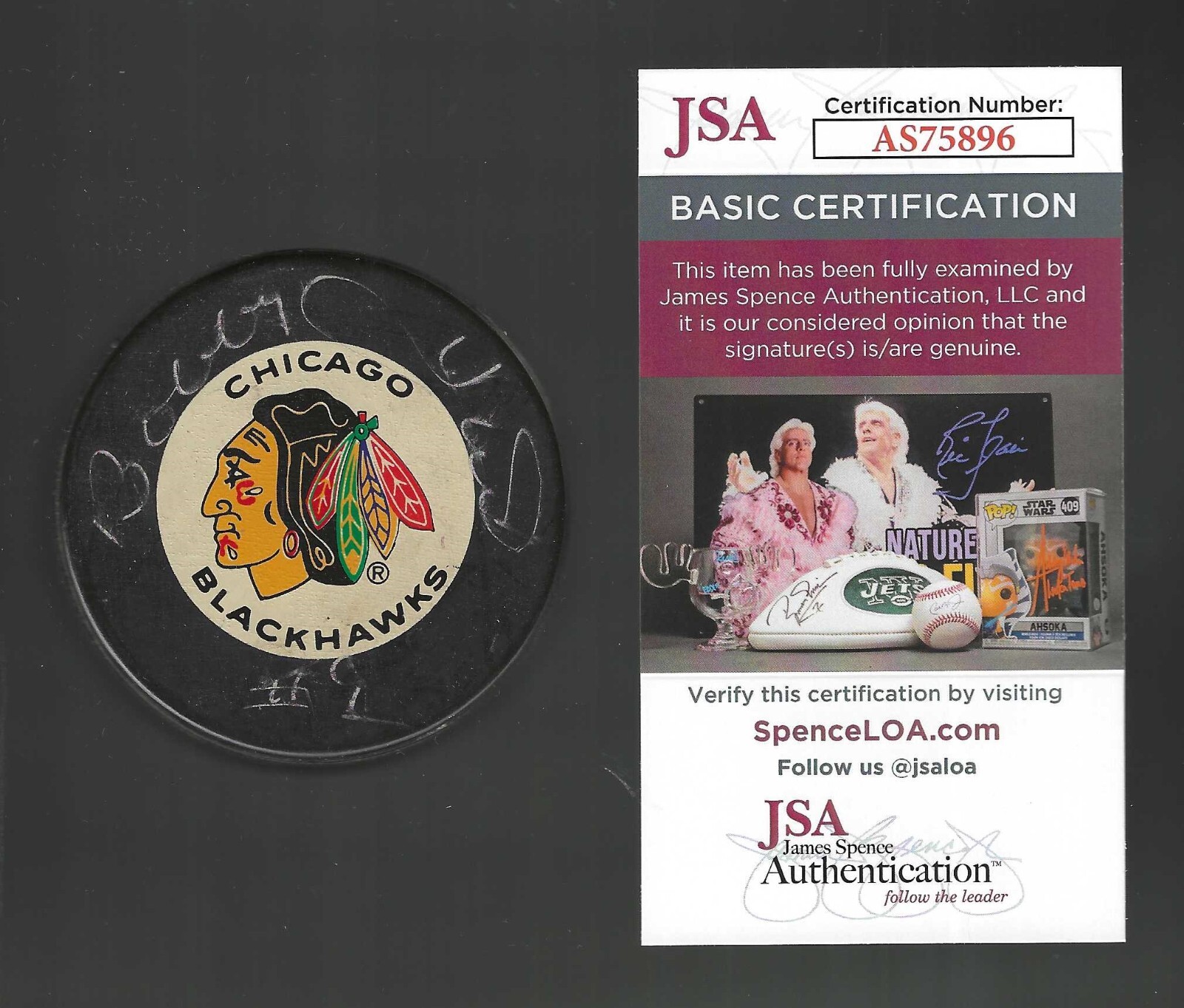 Bobby Hull Signed Chicago Blackhawks Trench Official Game Puck JSA COA