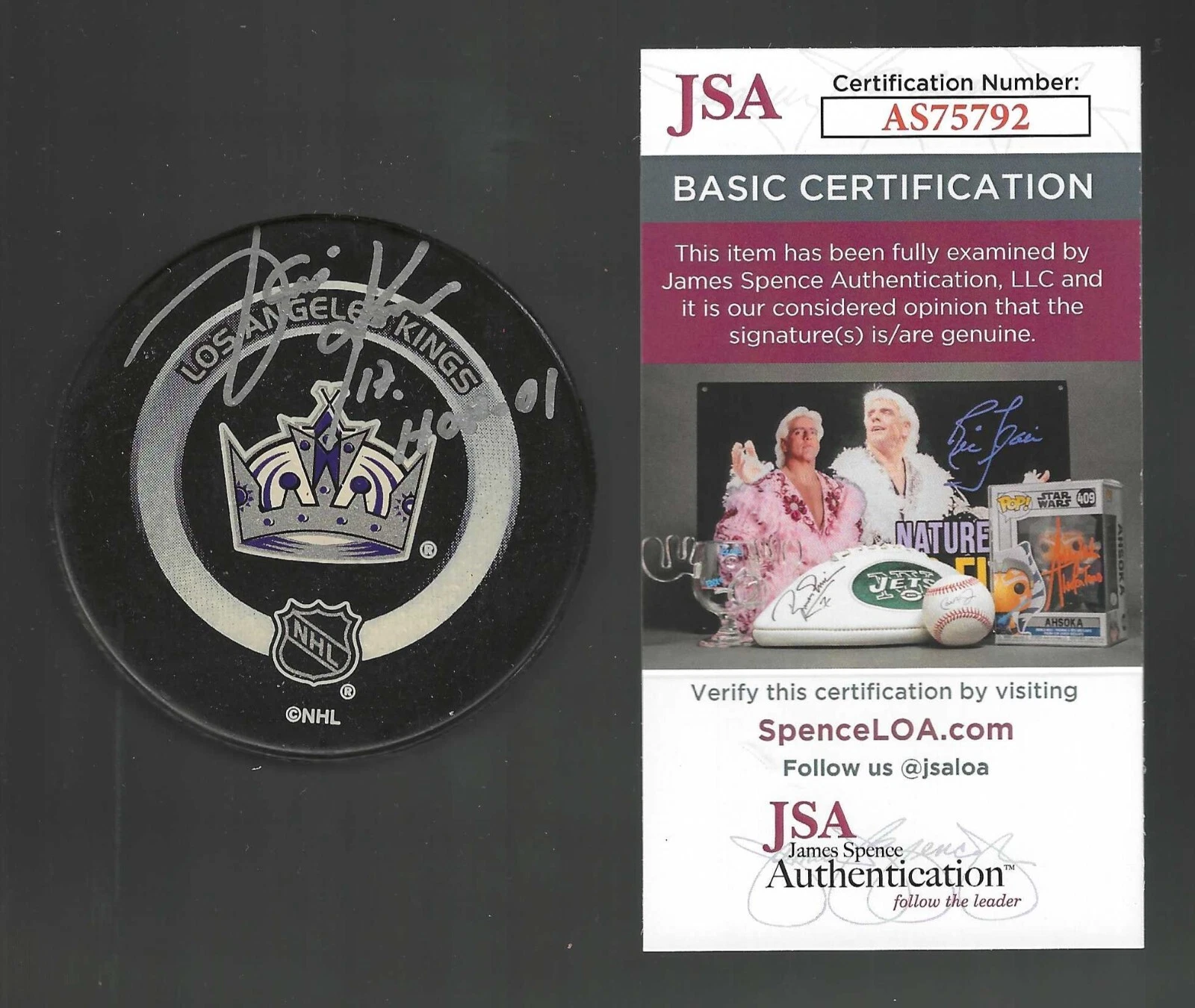 Jari Kurri Signed & Inscribed Los Angeles Kings Official Game Puck JSA COA