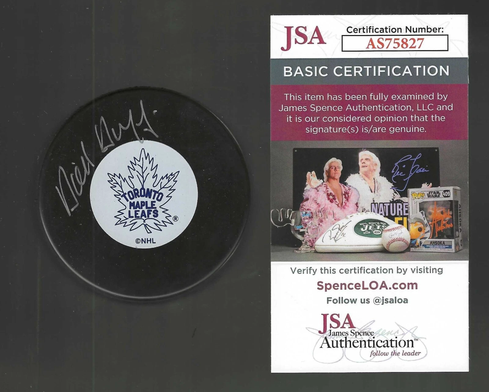 Dick Duff Signed Toronto Maple Leafs Puck JSA COA