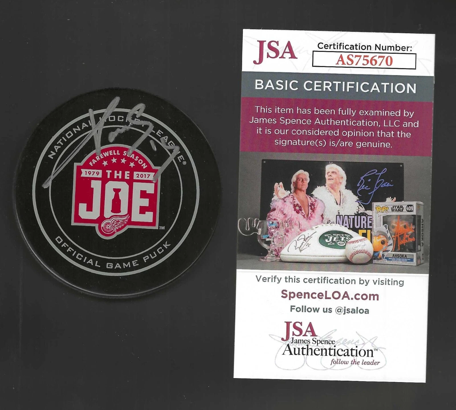 Pavel Datsyuk Signed Detroit Red Wings Joe Louis Arena Farewell Game Puck JSA