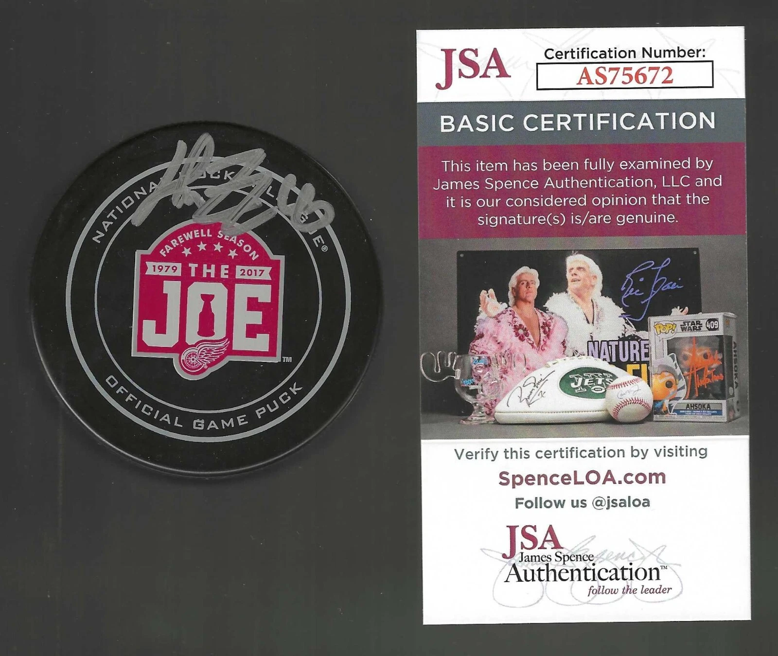 Henrik Zetterberg Signed Detroit Red Wings Joe Louis Arena Farewell Puck JSA COA