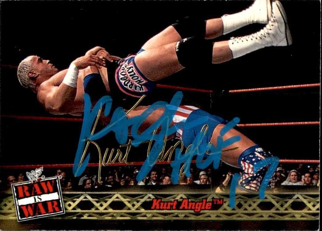 Kurt Angle Signed 2001 Fleer Raw Is War WWF Card #30 WWE