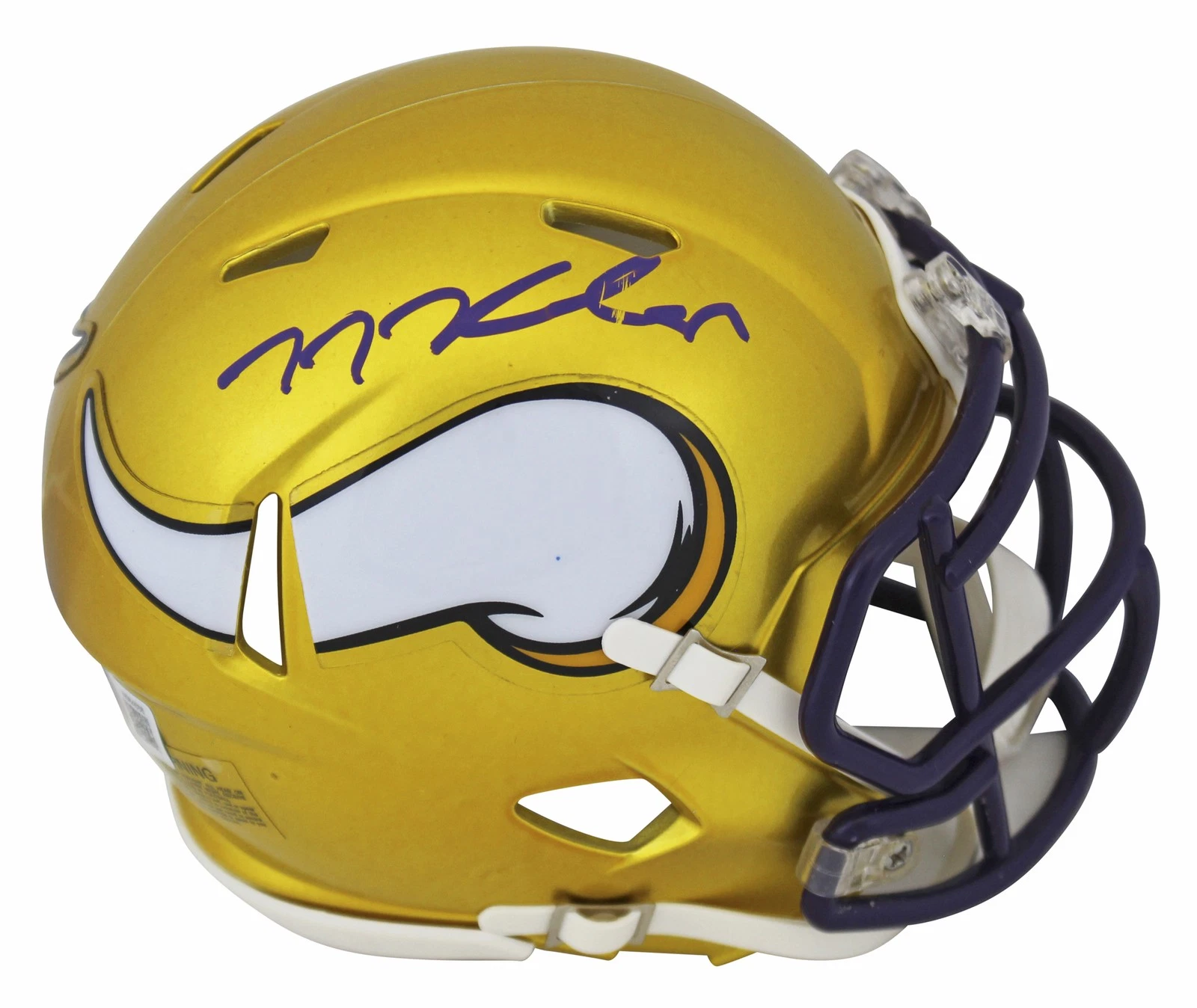 VIKINGS T.J. HOCKENSON AUTHENTIC SIGNED ALTERNATE FLASH SPEED MINI HELMET BAS COLLECTIBLE MEMORABILIA